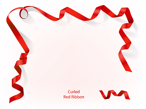 Vector illustration of curled red ribbon for multiple purposes.