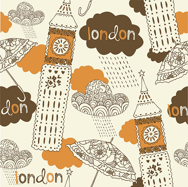 Colorful pattern of London. Colorful pattern of London. Vector illustration. central european time stock illustrations