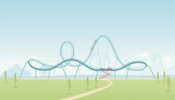 Vector illustration of Rollercoaster Theme Park