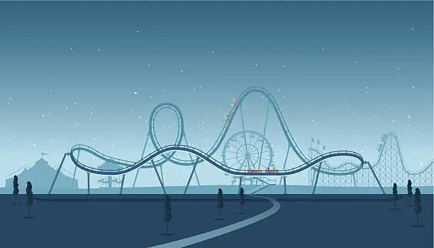 Vector illustration of Rollercoaster Silhouette