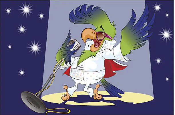 Vector illustration of parrot superstar