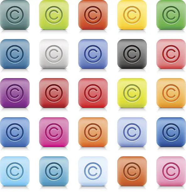 Vector illustration of Copyright sign web button color stone satin style internet icon