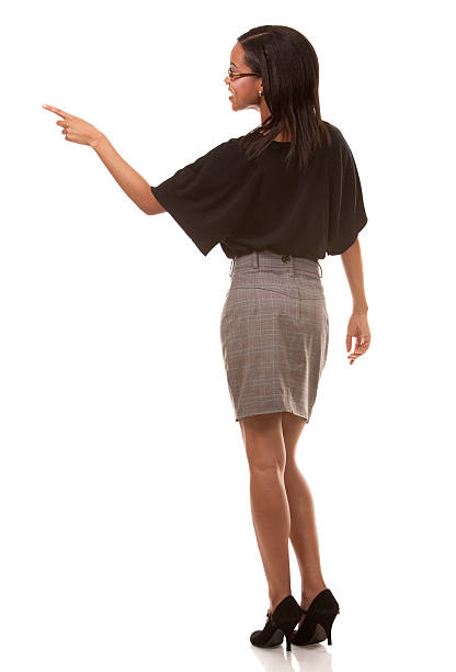 black woman wearing business outfit on white isolated background