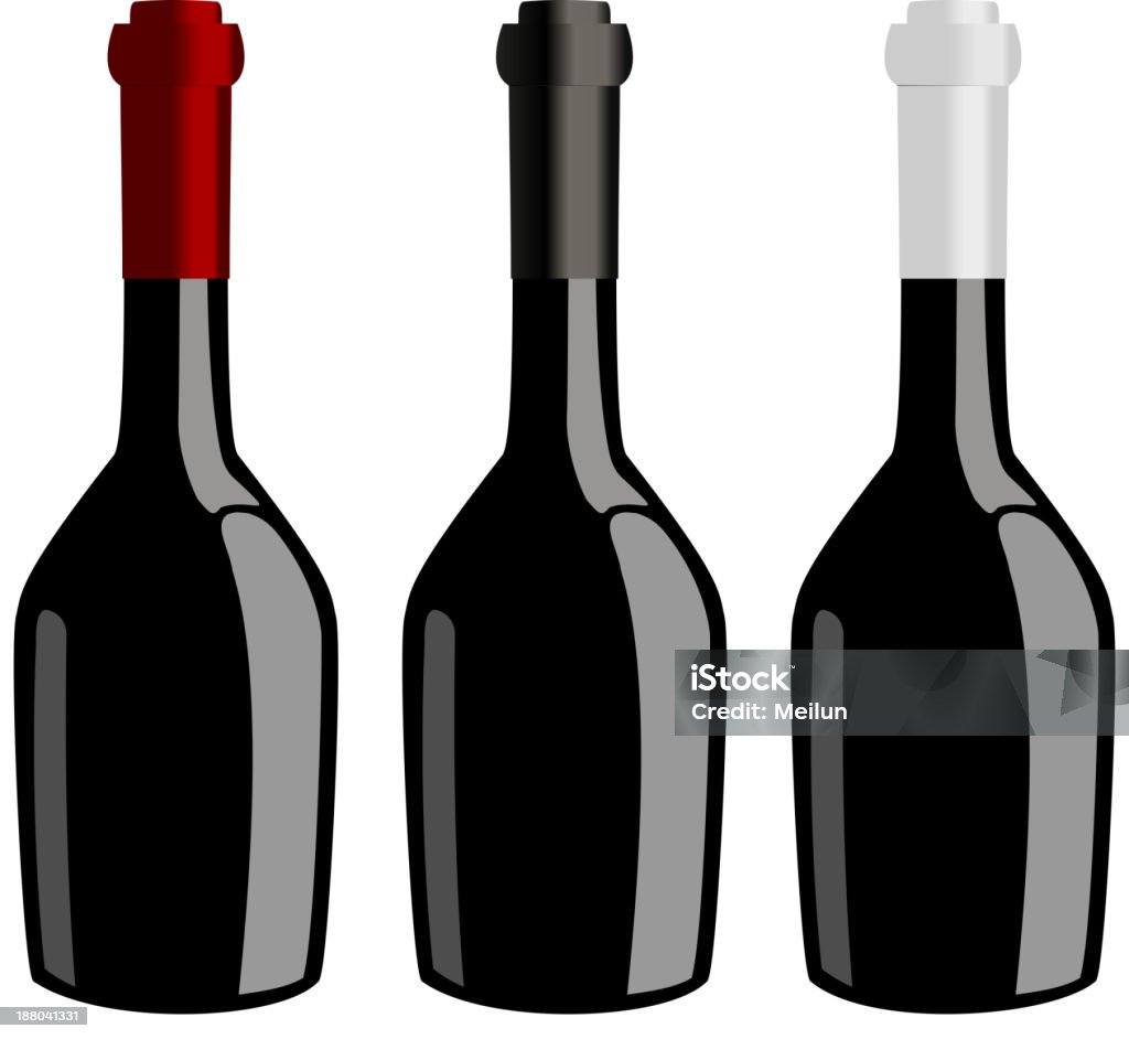 Três garrafas de vinho vector - Royalty-free Abuso de Álcool arte vetorial