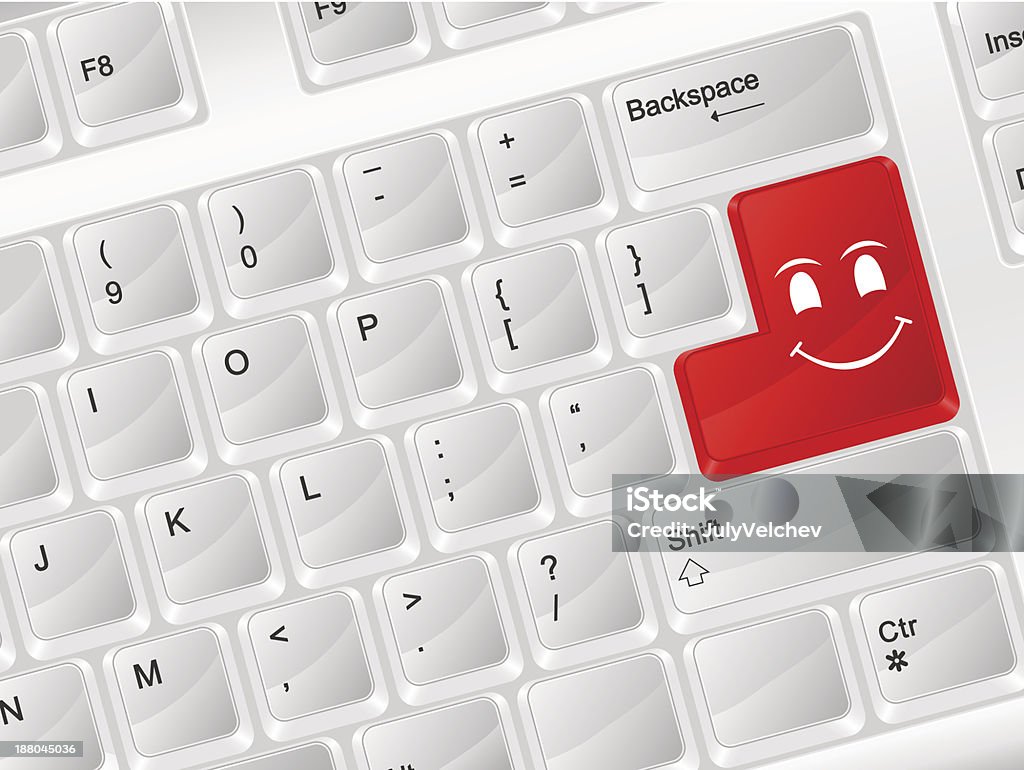 Rosto sorriso símbolo de teclado de computador - Vetor de Branco royalty-free