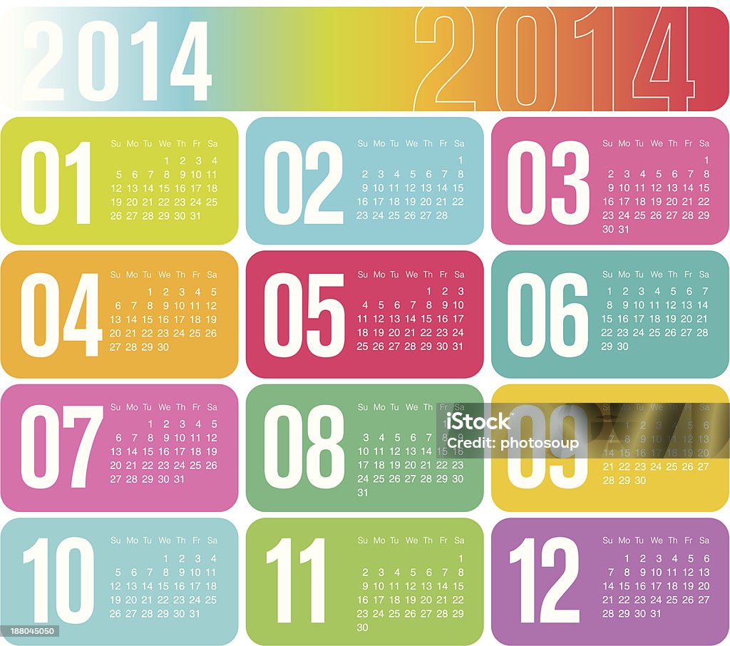 Jährliche Kalender 2014 - Lizenzfrei 2014 Vektorgrafik