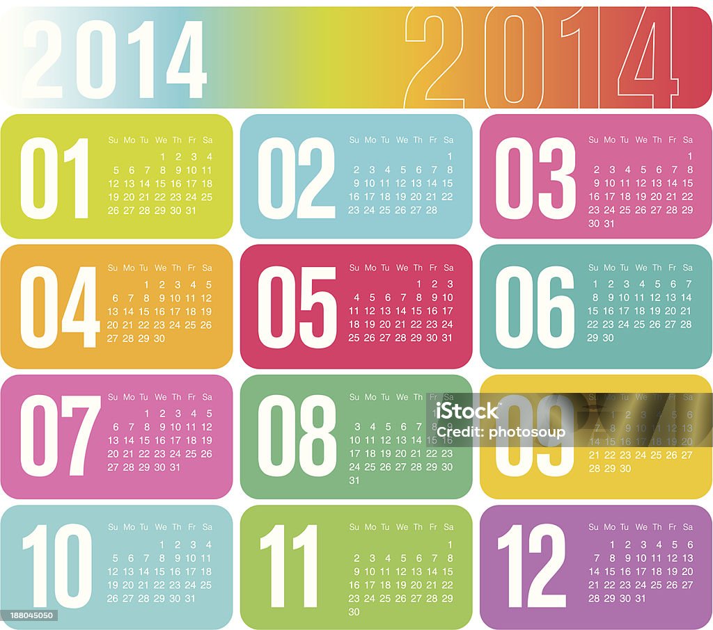 Año calendario 2014 - arte vectorial de 2014 libre de derechos