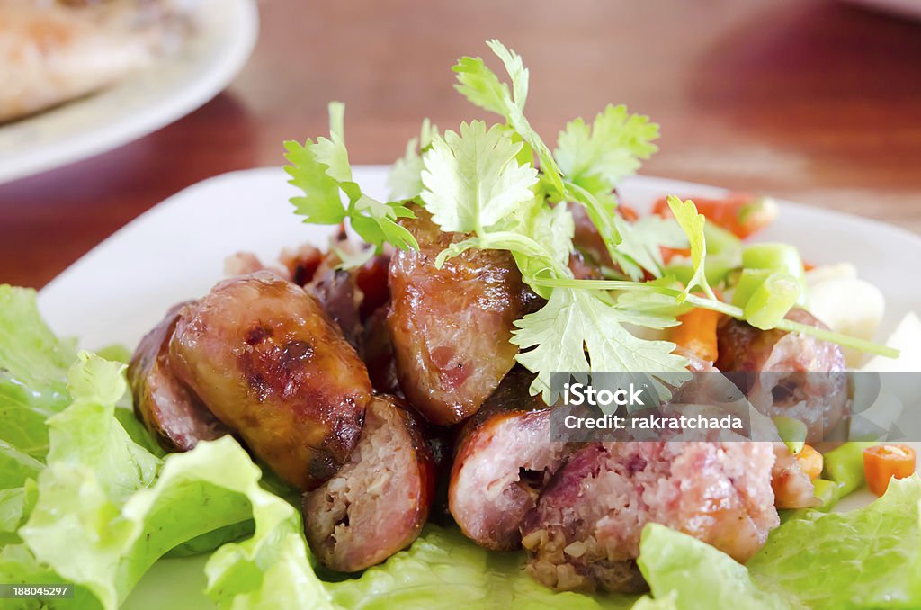 Salsicha tradicional estilo tailandês - Foto de stock de Alface royalty-free
