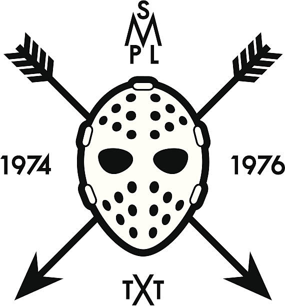 illustrations, cliparts, dessins animés et icônes de étiquette avec masque de hockey sur glace - hockey mask