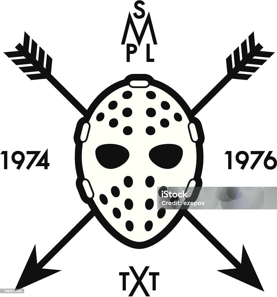Этикетка с Маска для хоккея на траве - Векторная графика Спортивная маска для защиты лица роялти-фри