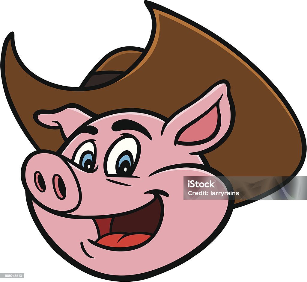Świnia z Kapelusz kowbojski - Grafika wektorowa royalty-free (Szczęście)