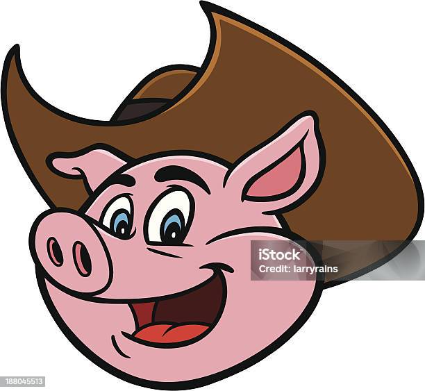Vetores de Porco Com Chapéu De Cowboy e mais imagens de Felicidade - Felicidade, Porco, Aba de chapéu