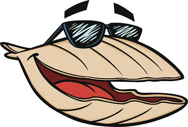 Vector illustration of Clam With Sunglasses
