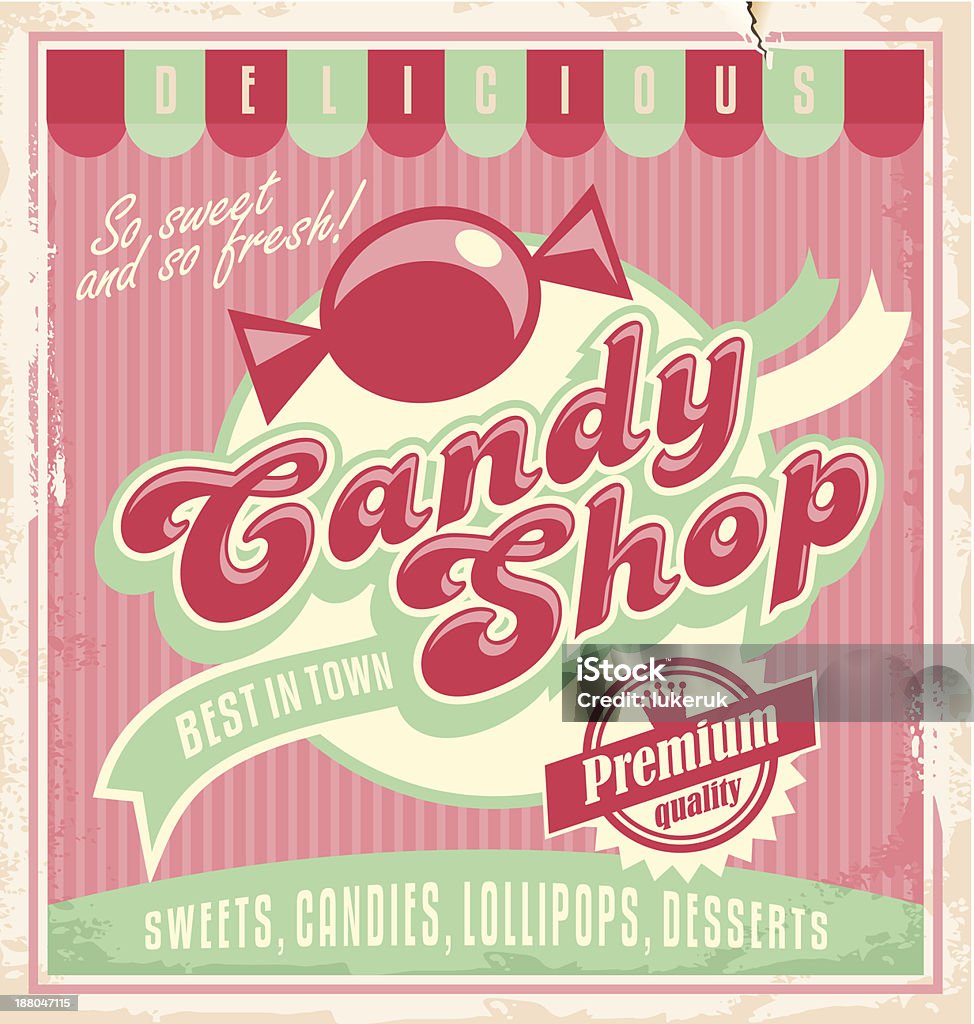 Vintage poster template for candy shop - Royalty-free Snoep vectorkunst