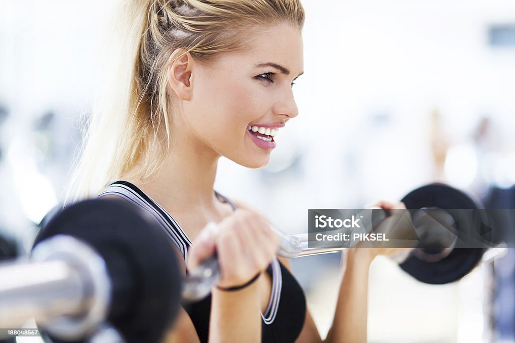 Woman Lifting Weights Adult Stock Photo