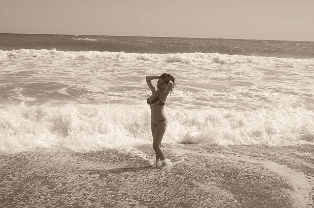 istock Beautiful woman at the seaside 188048679