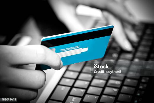 Online Shopping With Credit Card On Laptop Stock Photo - Download Image Now - ATM, Business, Buying