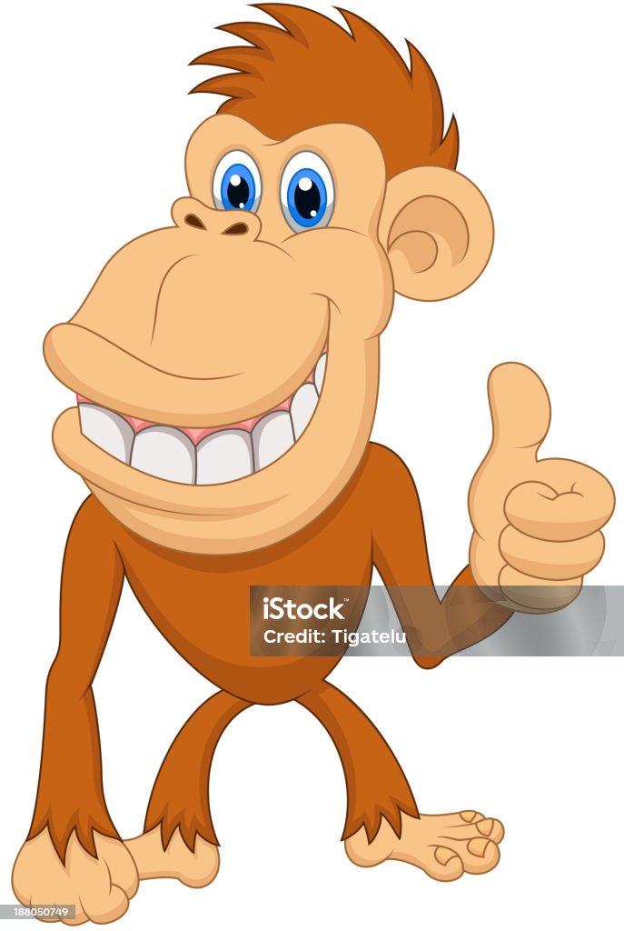 Cute monkey cartoon with thumb up Vector illustration of Cute monkey cartoon with thumb up  Agreement stock vector