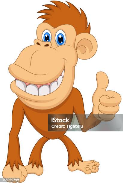 Cute Monkey Cartoon With Thumb Up Stock Illustration - Download Image Now - Agreement, Animal, Animals In The Wild