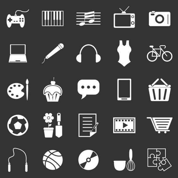 illustrazioni stock, clip art, cartoni animati e icone di tendenza di icone di legno su sfondo nero - baking computer icon symbol cooking