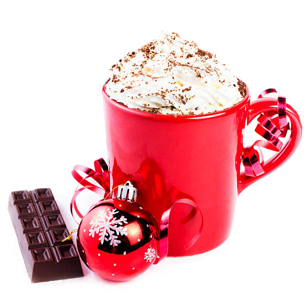 istock Christmas card with red coffee cup topped whipped cream and 188051841