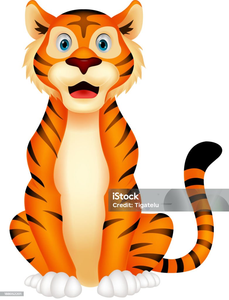 Cute Tiger Cartoon Sitting Stock Illustration - Download Image Now ...