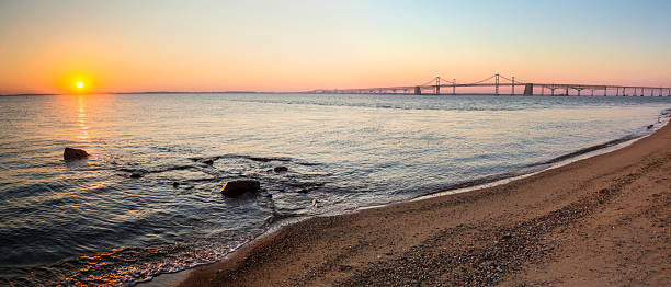 istock Sunrise panorama view of the Chesapeake Bay Bridge 188052682