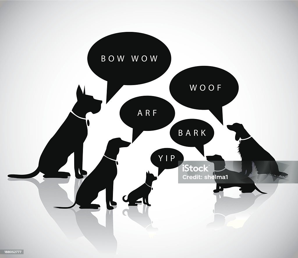 Barking psów sylwetka - Grafika wektorowa royalty-free (Bokser - pies)