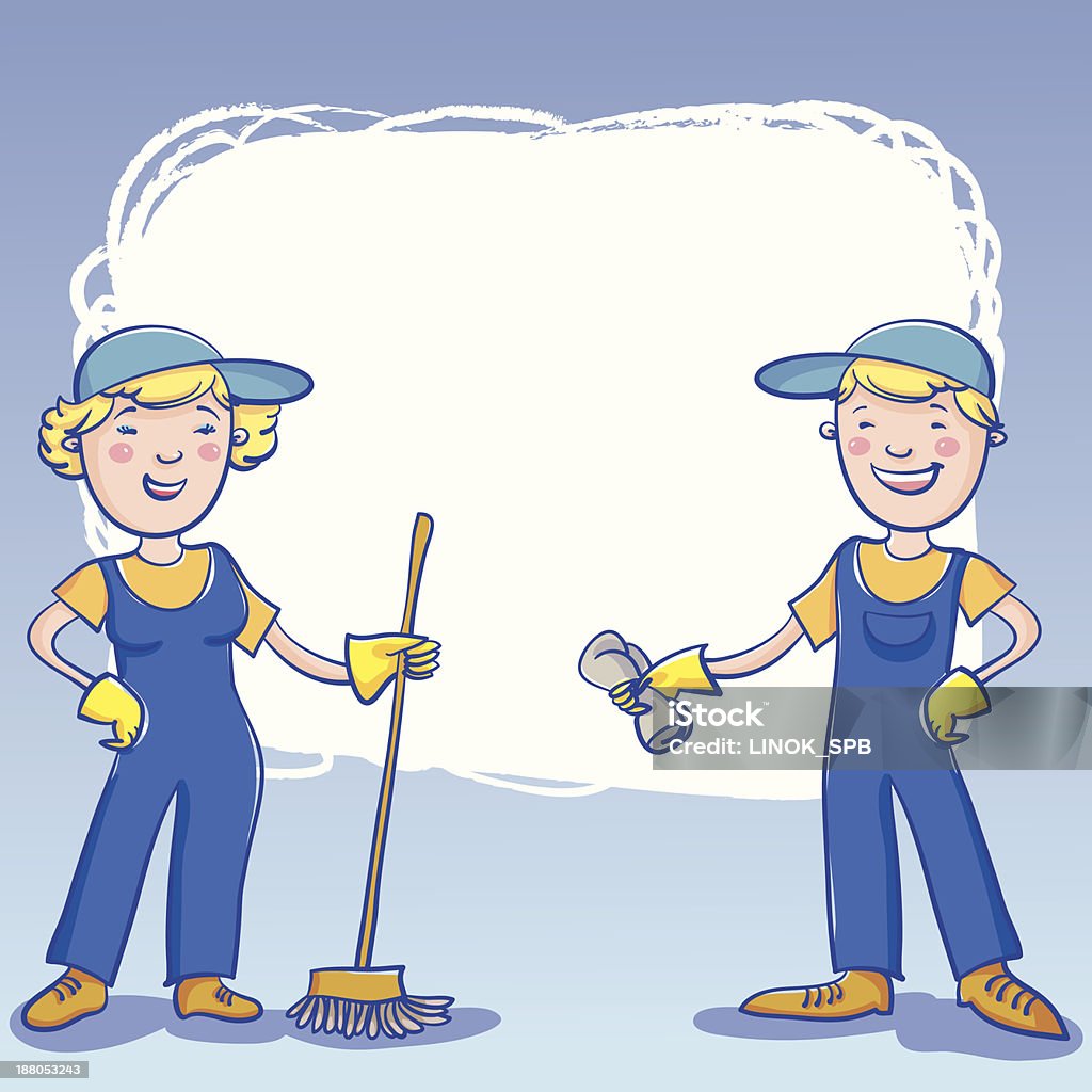 Vecteur Frame avec deux Janitors. - clipart vectoriel de Activité libre de droits