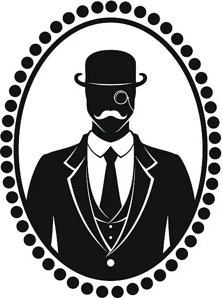 Vector illustration of gentleman with mustache