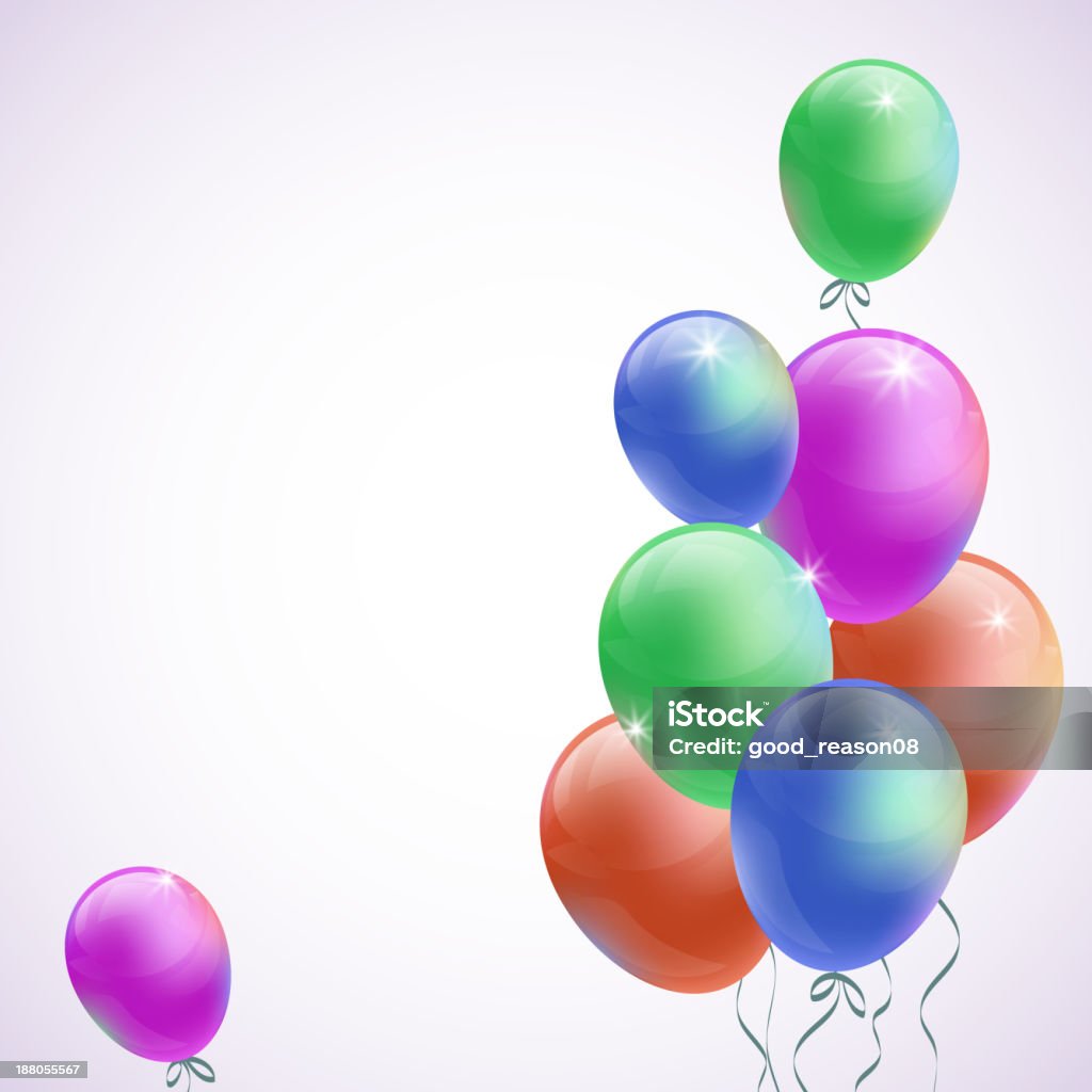Fundo de férias com balões multicolorido voando - Vetor de Abstrato royalty-free