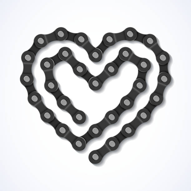 illustrazioni stock, clip art, cartoni animati e icone di tendenza di catena da bicicletta cuore - bicycle chain