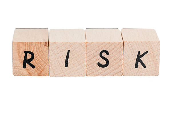 Word 'Risk' Spelled With Wooden Blocks. stock photo