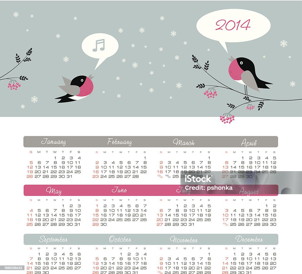 Kalender 2014 - Lizenzfrei 2014 Vektorgrafik