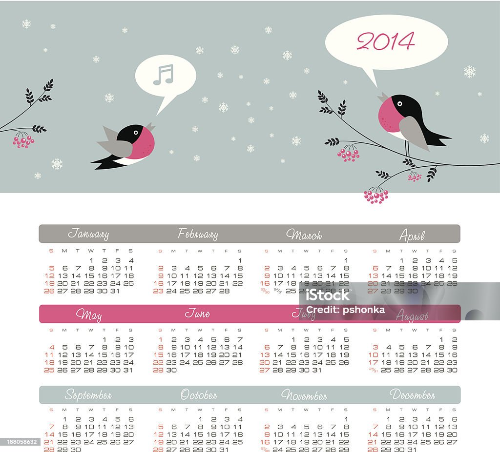 Calendário de 2014 - Vetor de 2014 royalty-free