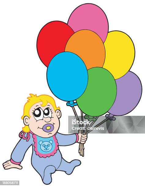 Bébé Avec Ballons Vecteurs libres de droits et plus d'images vectorielles de Anniversaire d'un évènement - Anniversaire d'un évènement, Art, Art et Artisanat