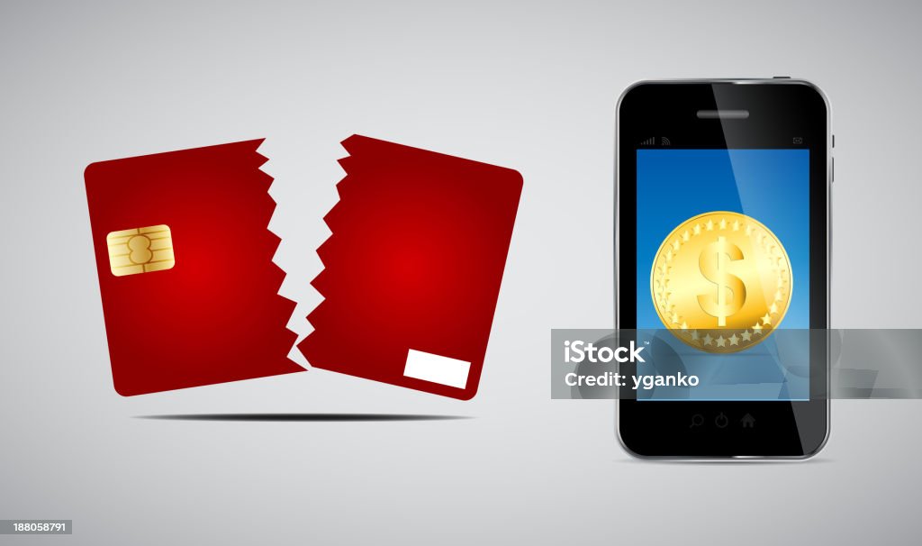 Une carte de crédit et téléphone illustration vectorielle - clipart vectoriel de Acheter libre de droits