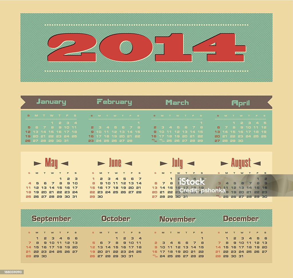 Calendrier 2014 - clipart vectoriel de 2014 libre de droits