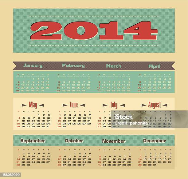 Calendrier 2014 Vecteurs libres de droits et plus d'images vectorielles de 2014 - 2014, Agenda, Août