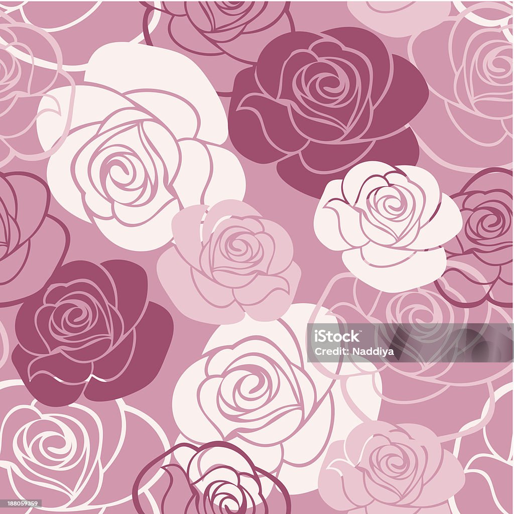 Seamless pattern with roses. Vector illustration. Vector seamless pattern with pink roses. Maroon stock vector