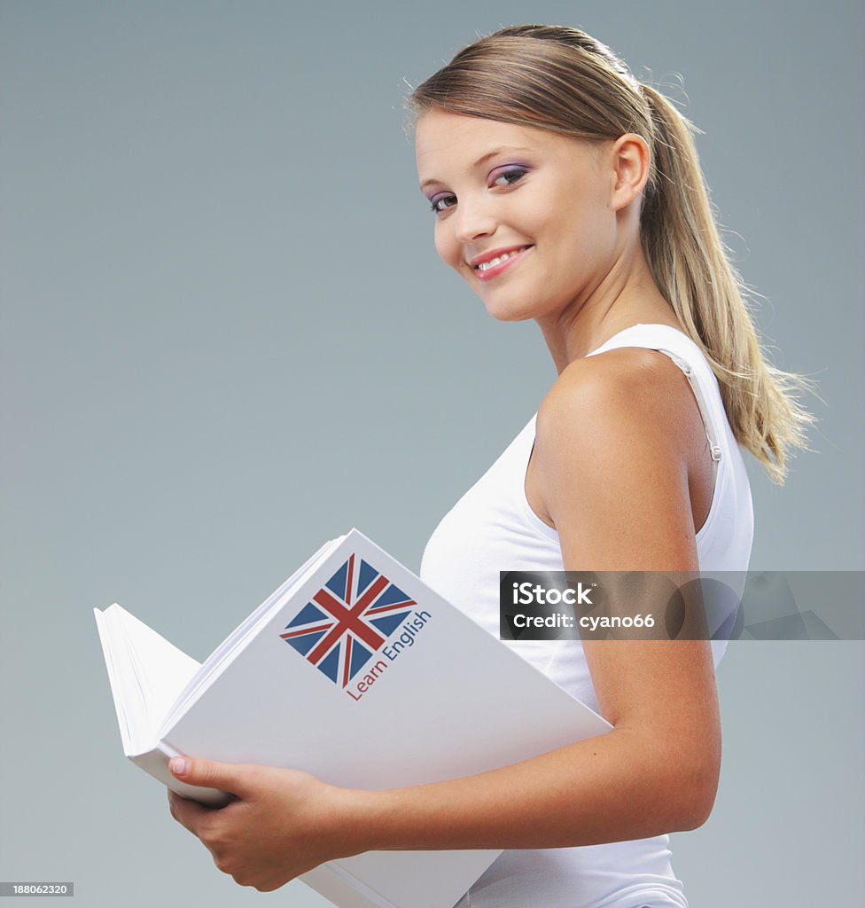 Inglés estudiante mujer - Foto de stock de Bandera del Reino Unido libre de derechos