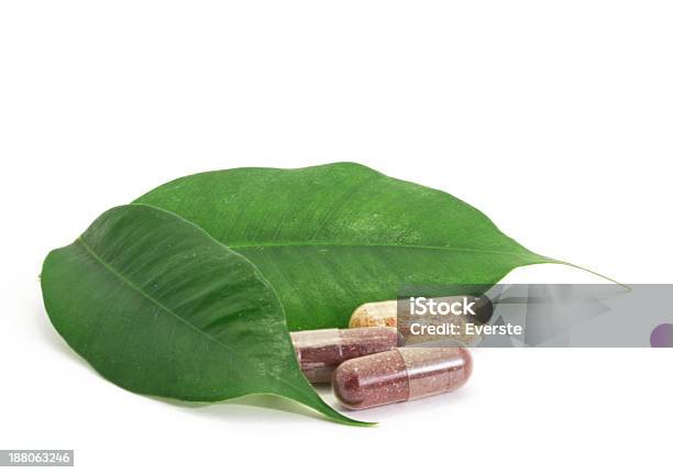 Pills Capsules Bio And Green Leaf Natural Isolated Stock Photo - Download Image Now - Alternative Therapy, Anti-Depressant, Antibiotic