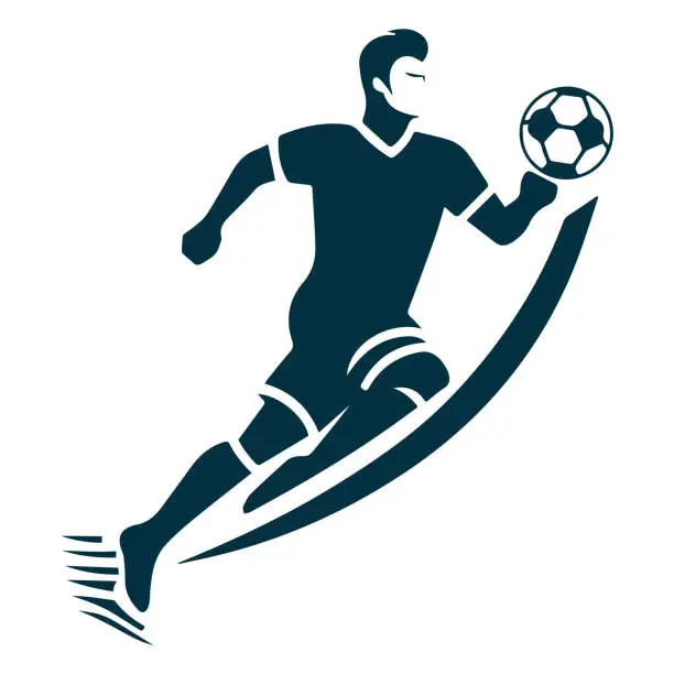 Vector illustration of Football Player Logo Design Vector Illustration