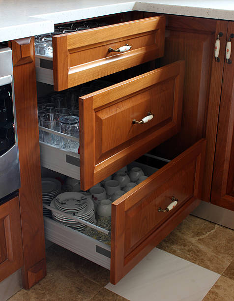 캐비닛 - domestic kitchen accessibility open drawer 뉴스 사진 이미지