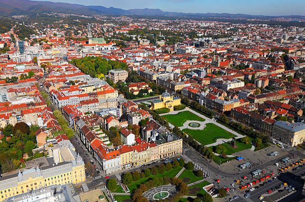 istock Zagreb town from the air 188065591