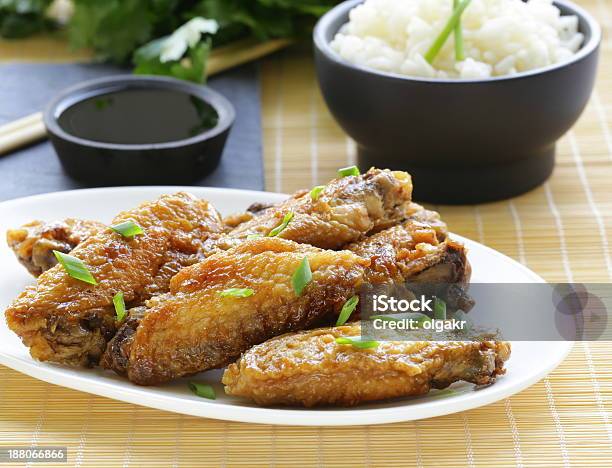 Fried Chicken Wings With Spicy Sauce In Asian Style Stock Photo - Download Image Now