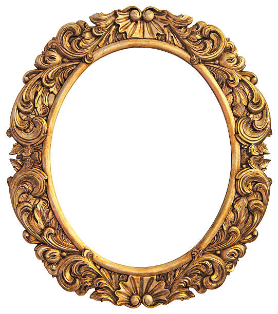 cadre doré antique - picture frame frame ellipse photograph photos et images de collection