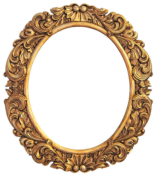 montatura in oro antico - frame ellipse gold paintings foto e immagini stock