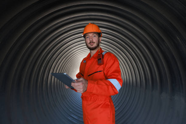 istock construction technician holds tablet work in a huge tube of drain water at the construction site 1880710706