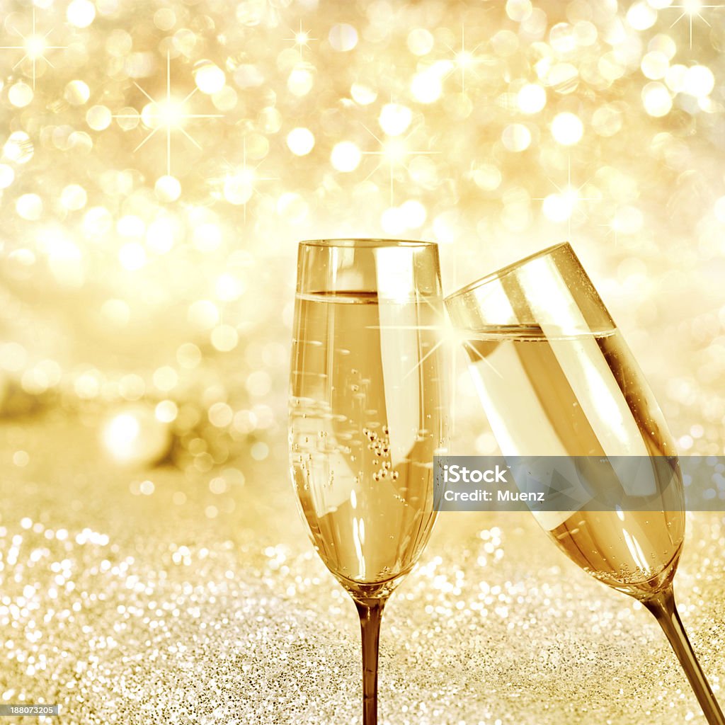Flutes of champagne Flutes of champagne in holiday setting,Closeup Celebratory Toast Stock Photo